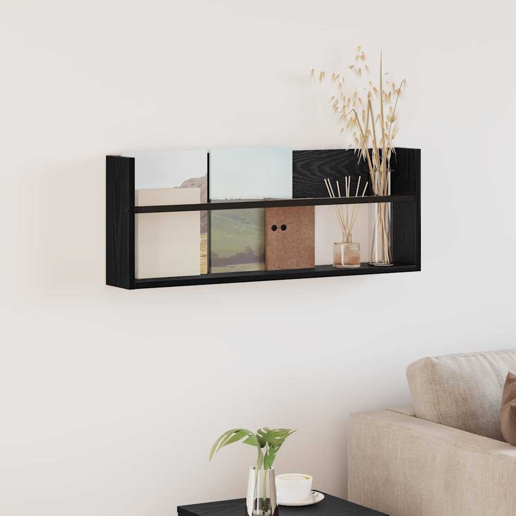 Magasin Rack med hylde Sort eg 80 x 12 x 30 cm Konstrueret træ