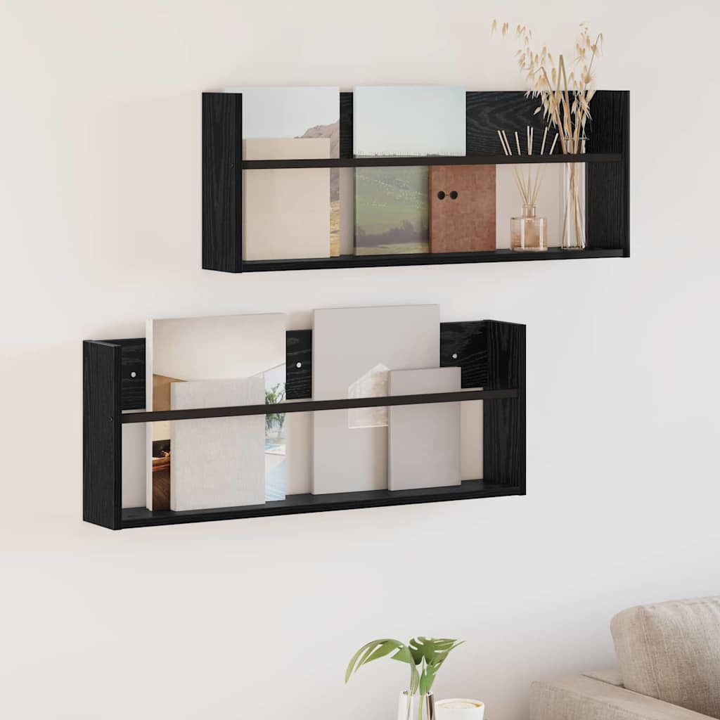 Magasin Rack 2 stk. Sort eg 80 x 12 x 30 cm Konstrueret træ