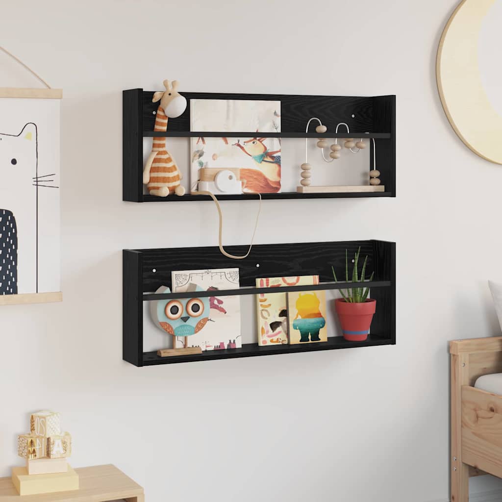 Magasin Rack 2 stk. Sort eg 80 x 12 x 30 cm Konstrueret træ