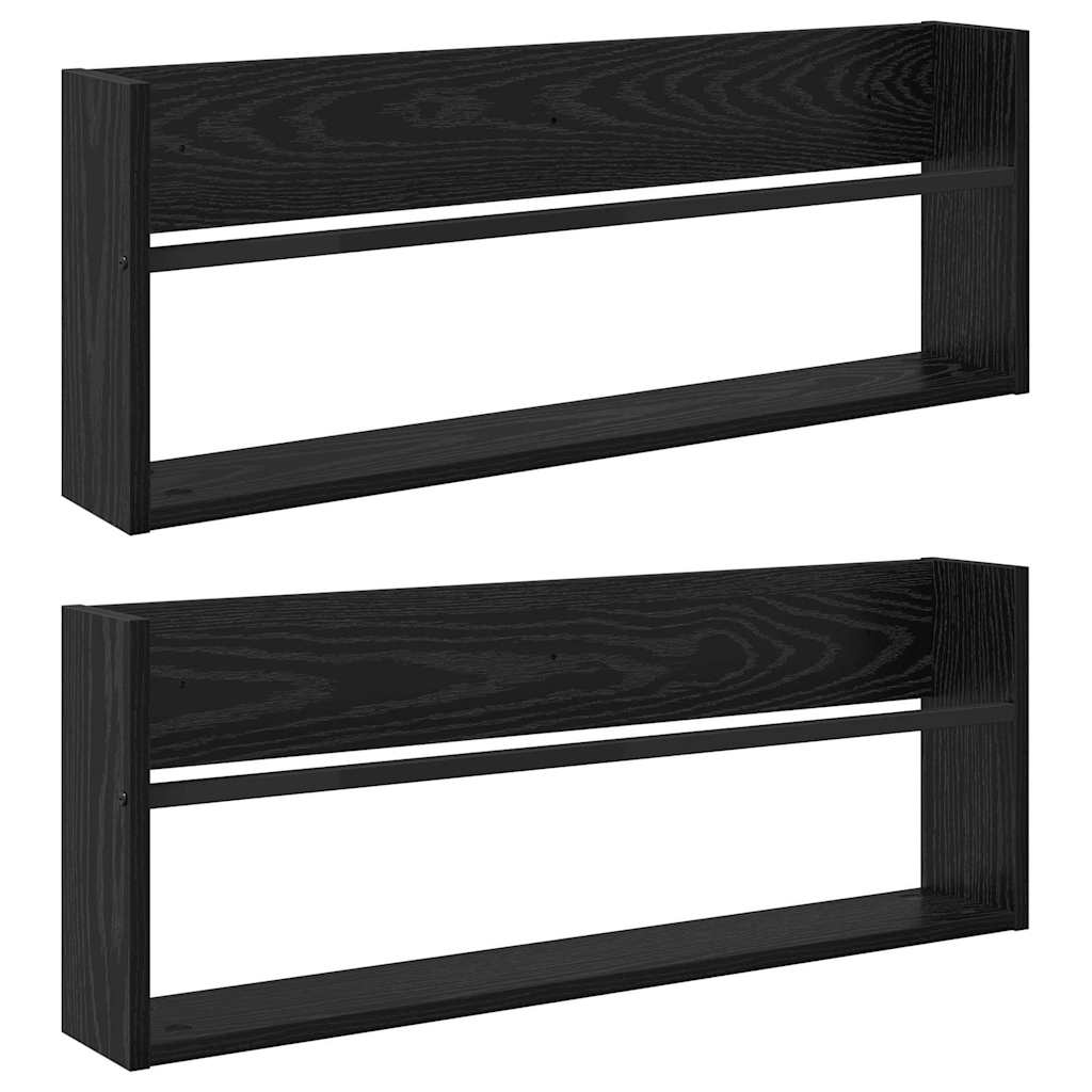 Magasin Rack 2 stk. Sort eg 80 x 12 x 30 cm Konstrueret træ