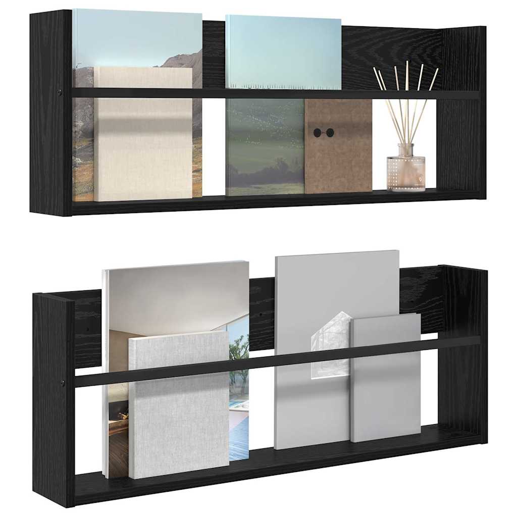 Magasin Rack 2 stk. Sort eg 80 x 12 x 30 cm Konstrueret træ