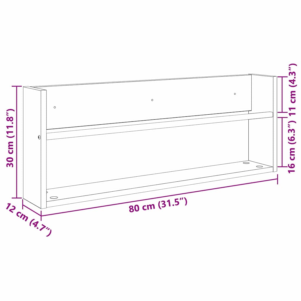 Magasin Rack Grå Sonoma 80 x 12 x 30 cm Konstrueret træ