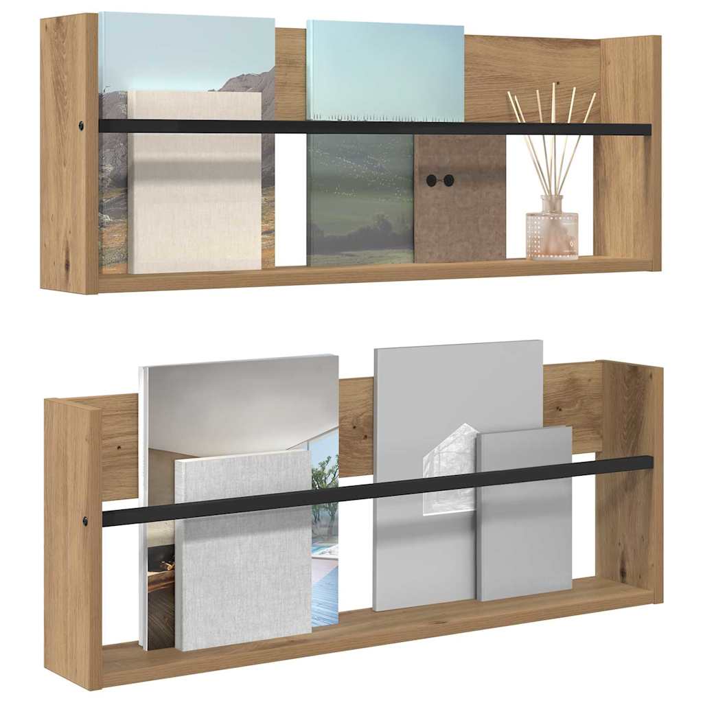 Magasin Rack med hylde 2 stk. Artisan Egetræ 80 x 12 x 30 cm