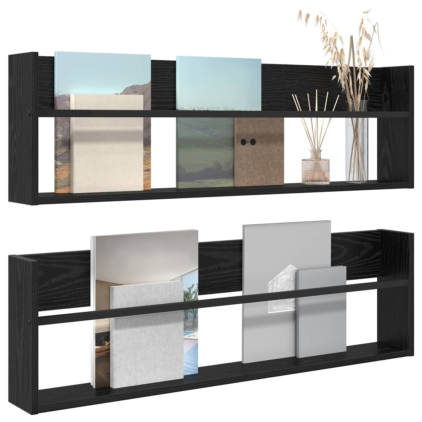 Magasin Rack 2 stk. Sort eg 100 x 12 x 30 cm Konstrueret træ
