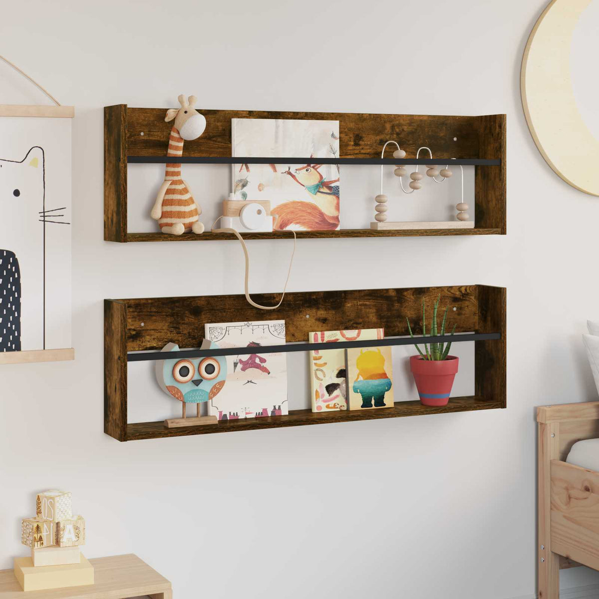 Magasin Rack 2 stk. Røget eg 100 x 12 x 30 cm Konstrueret træ