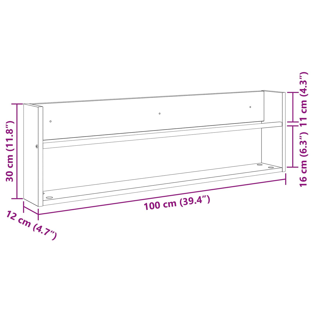 Magasin Rack 2 stk. Grå Sonoma 100 x 12 x 30 cm Konstrueret træ