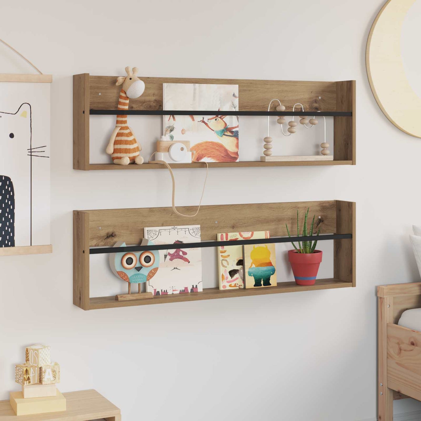 Magasin Rack med hylde 2 stk. Artisan Egetræ 100 x 12 x 30 cm