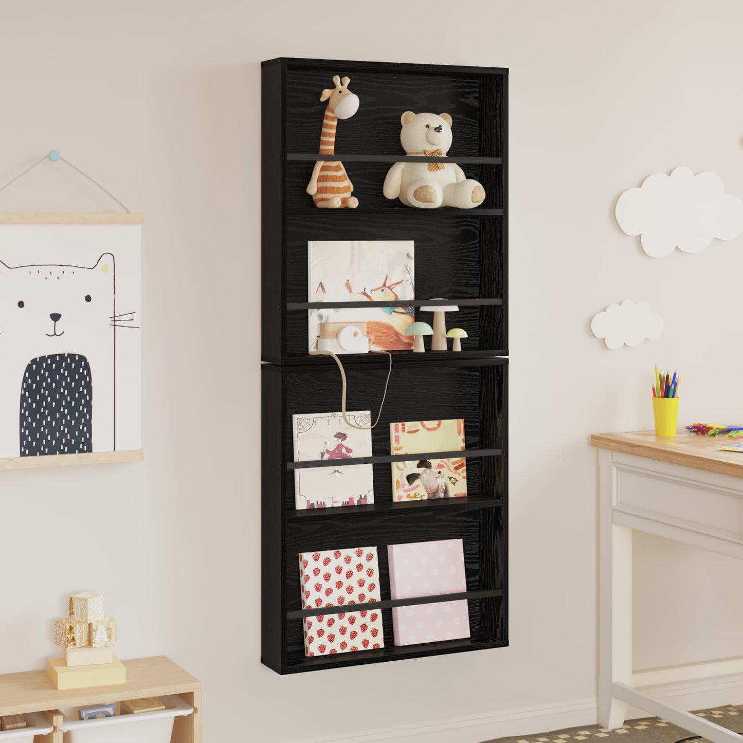 Magasin Rack 2 stk. Sort eg 60 x 12 x 70 cm Konstrueret træ