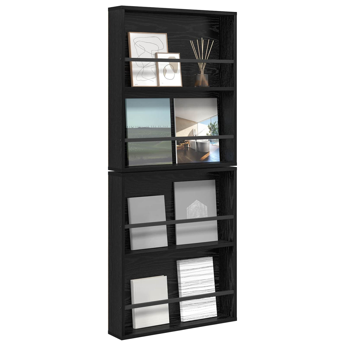 Magasin Rack 2 stk. Sort eg 60 x 12 x 70 cm Konstrueret træ