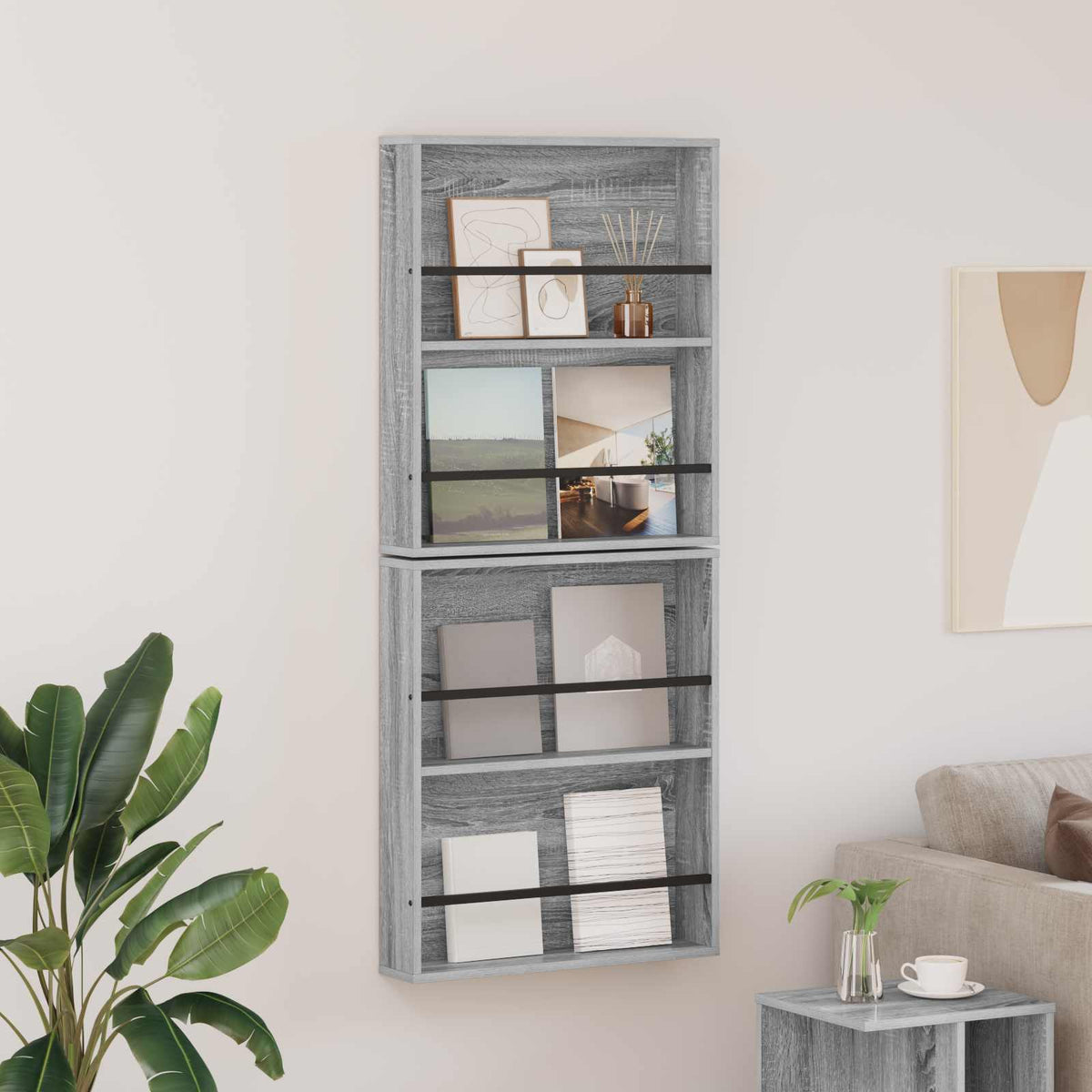 Magasin Rack 2 stk. Grå Sonoma 60 x 12 x 70 cm Konstrueret træ