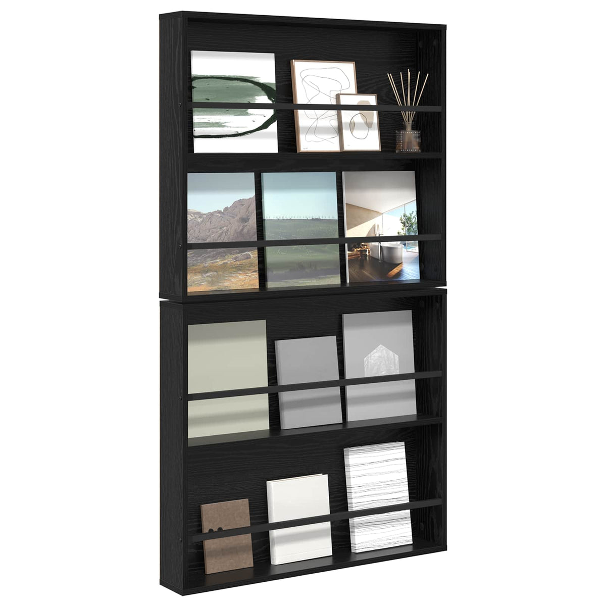 Magasin Rack 2 stk. Sort eg 80 x 12 x 70 cm Konstrueret træ