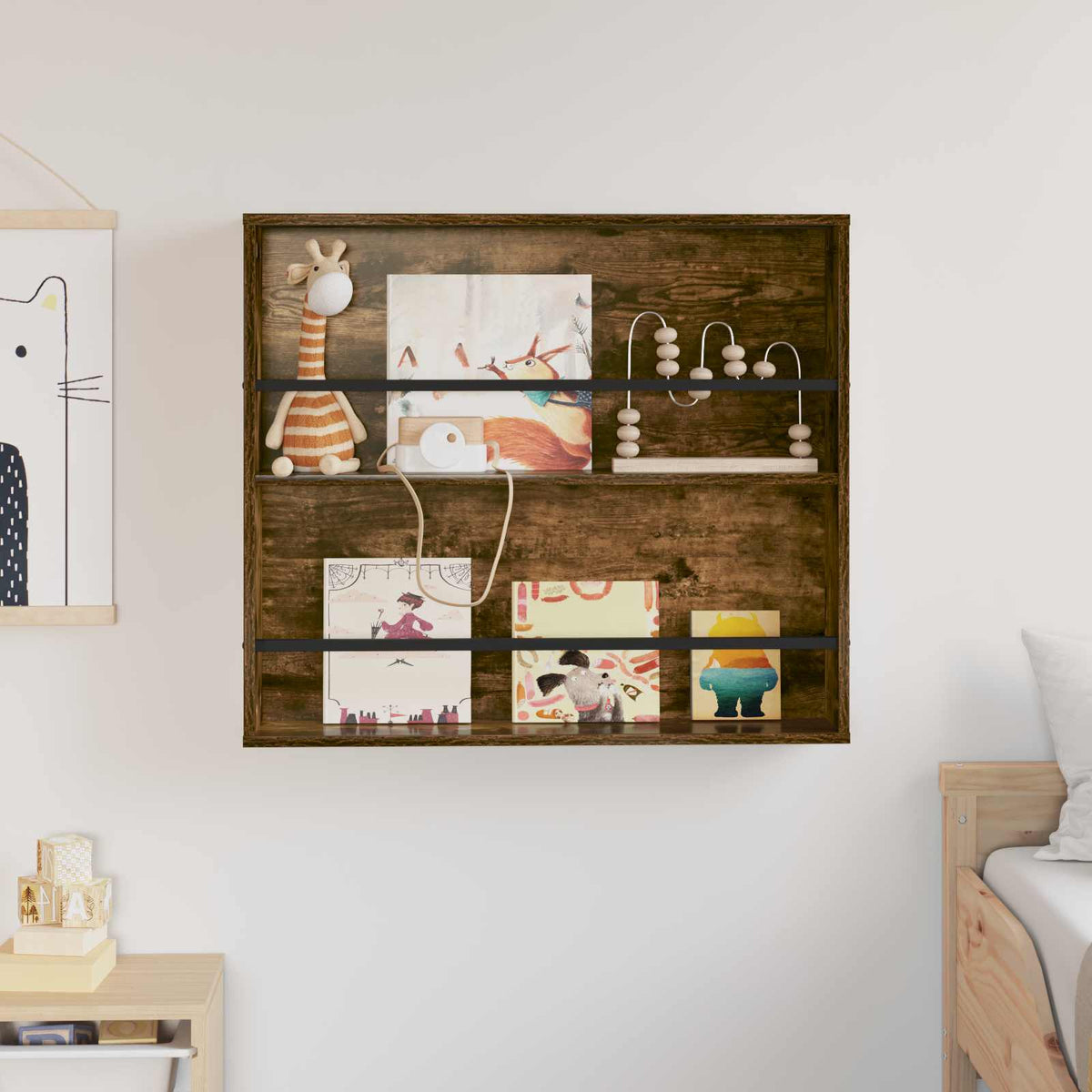 Magasin Rack med hylde Røget eg 80 x 12 x 70 cm Konstrueret træ