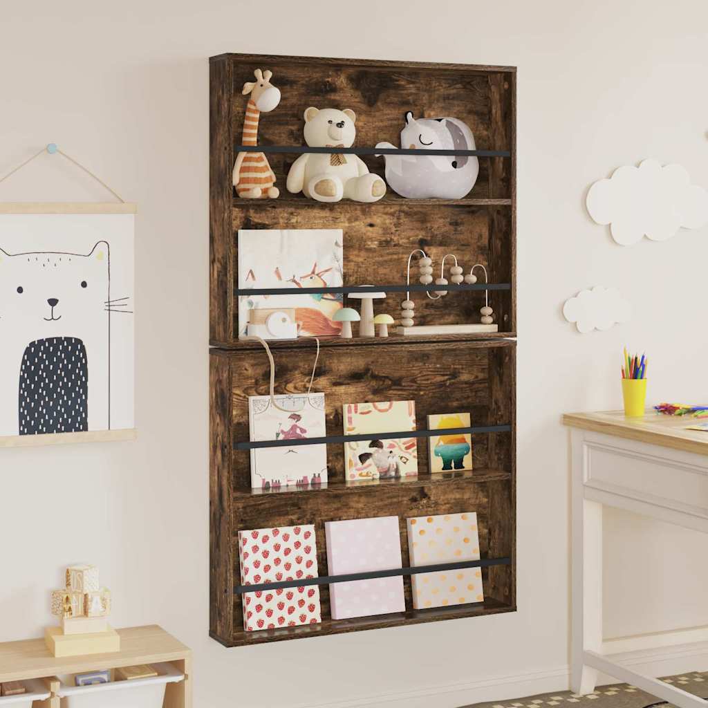 Magasin Rack 2 stk. Røget eg 80 x 12 x 70 cm Konstrueret træ