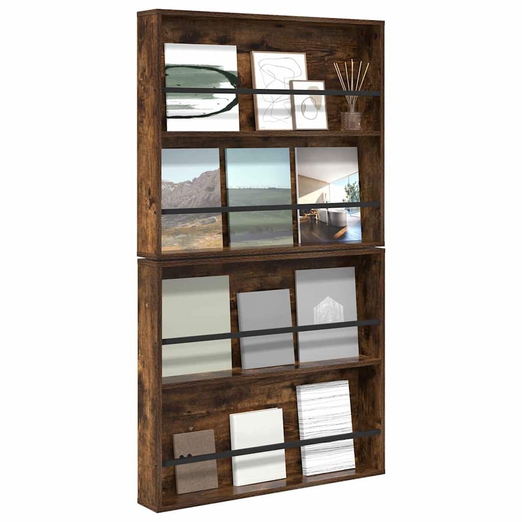Magasin Rack 2 stk. Røget eg 80 x 12 x 70 cm Konstrueret træ