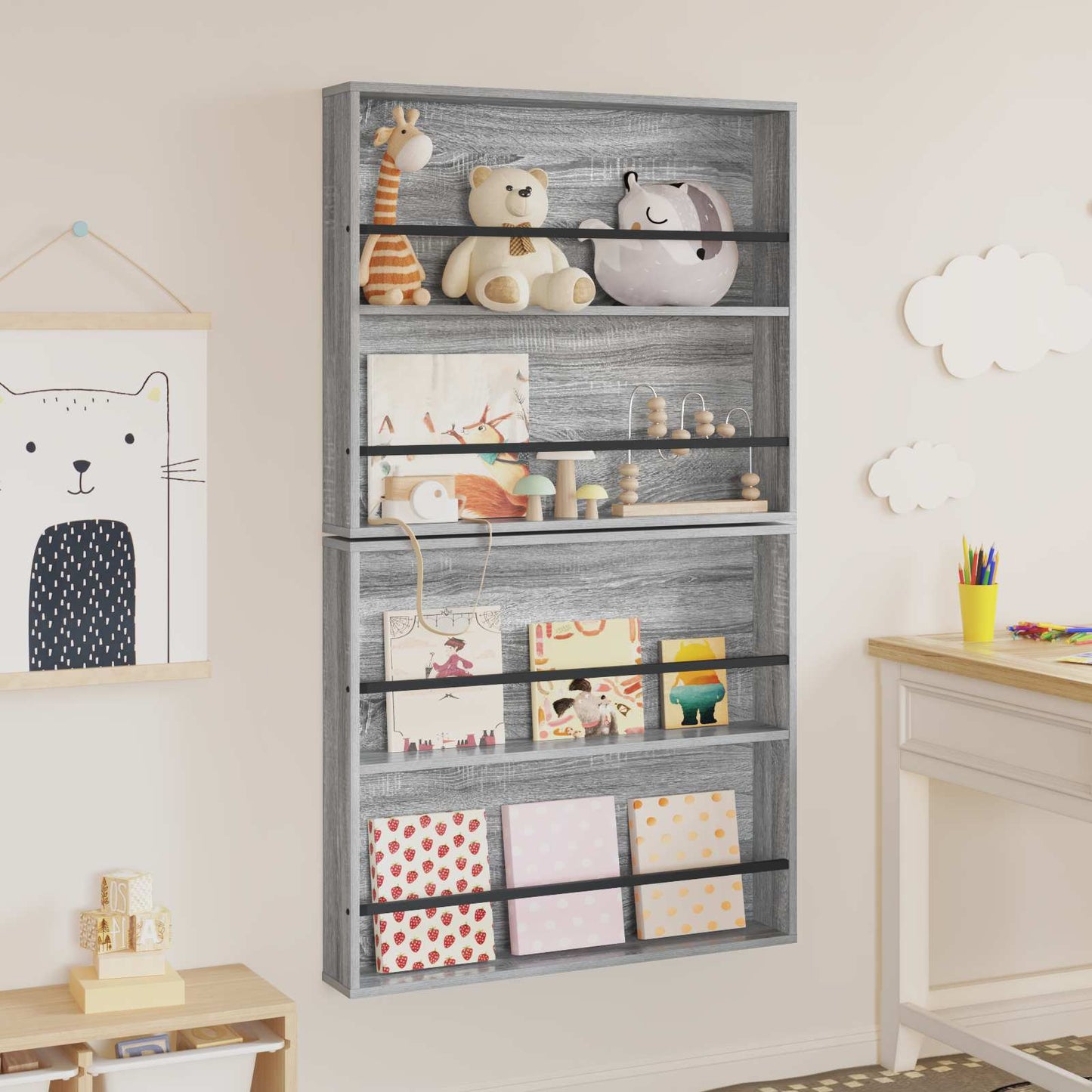 Magasin Rack 2 stk. Grå Sonoma 80 x 12 x 70 cm Konstrueret træ
