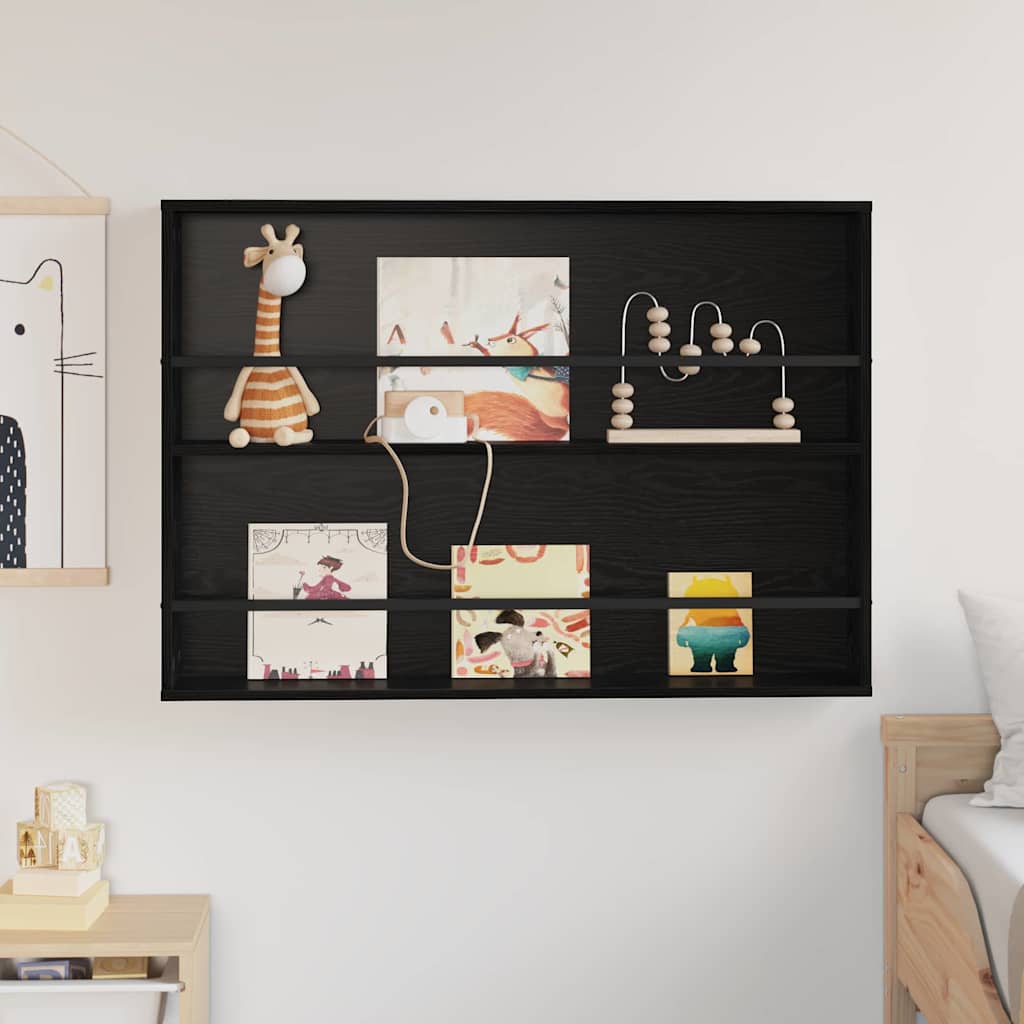 Magasin Rack med hylde Sort eg 100 x 12 x 70 cm Konstrueret træ