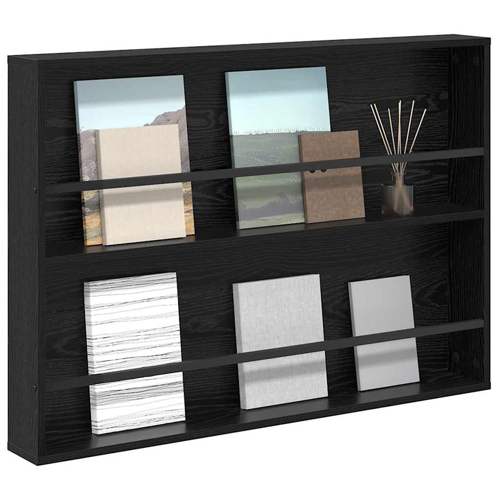 Magasin Rack med hylde Sort eg 100 x 12 x 70 cm Konstrueret træ