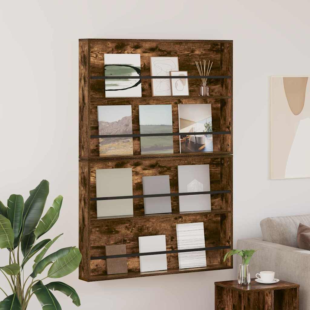 Magasin Rack 2 stk. Røget eg 100 x 12 x 70 cm Konstrueret træ