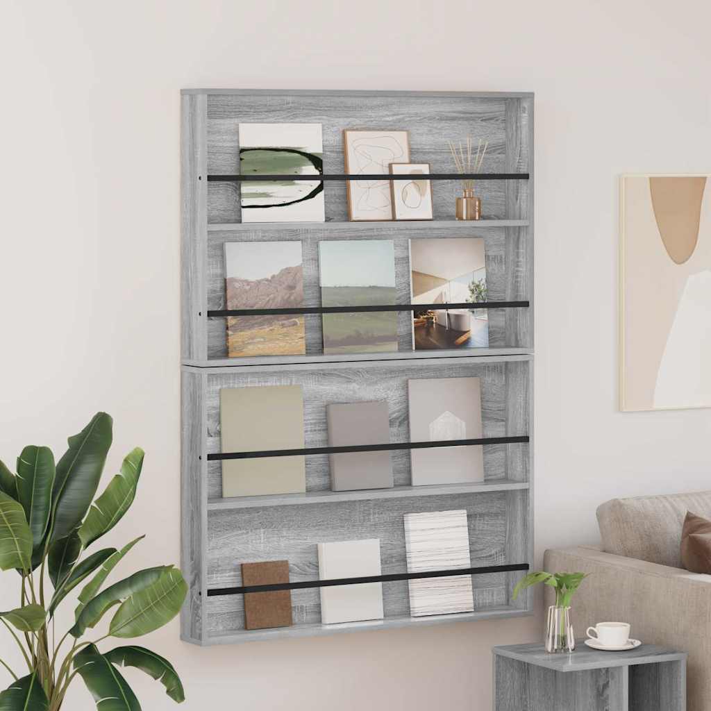 Magasin Rack 2 stk. Grå Sonoma 100 x 12 x 70 cm Konstrueret træ