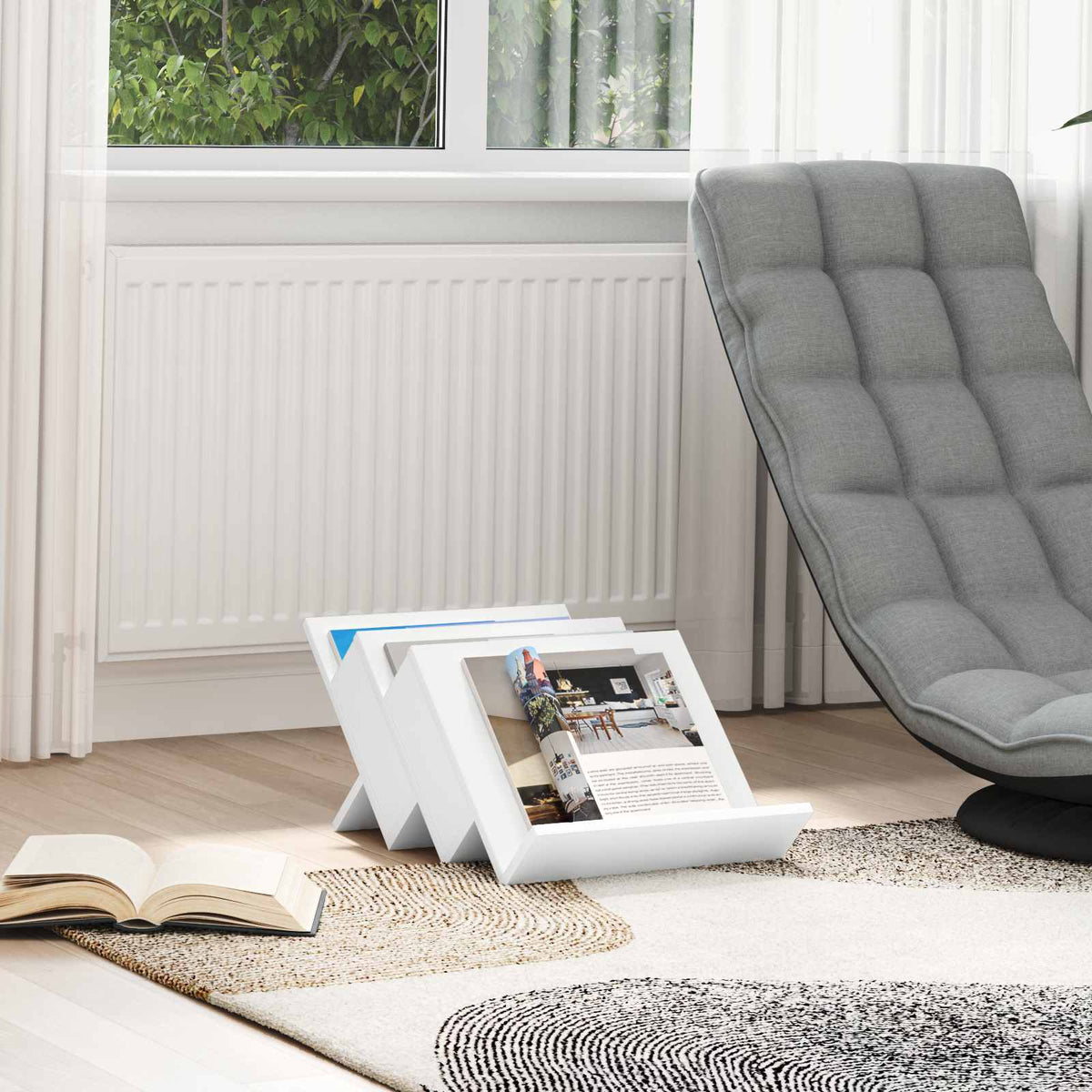 Magasin Rack med hylde Hvid 53 x 40 x 28,5 cm Konstrueret træ