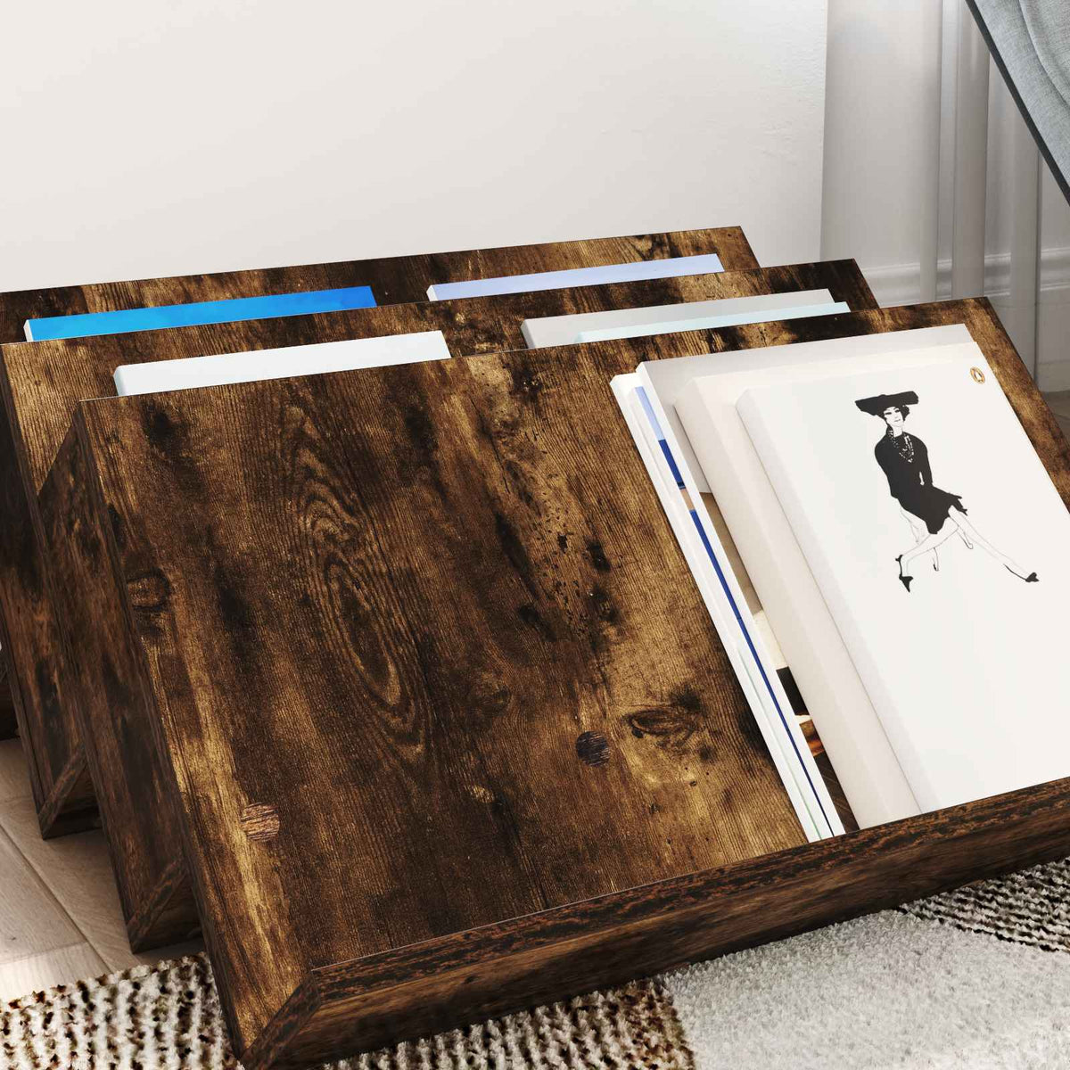 Magasin Rack Røget eg 65 x 53 x 28,5 cm Konstrueret træ