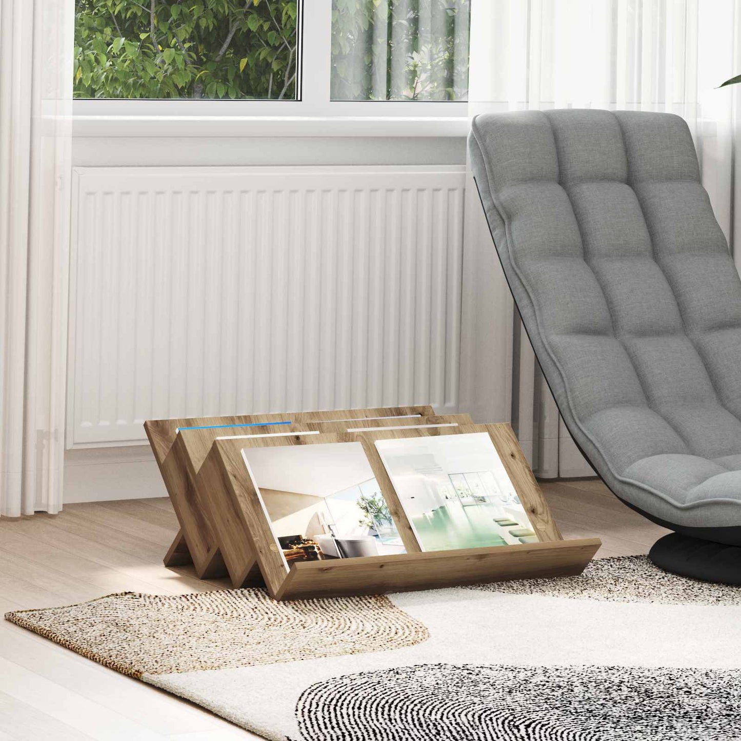 Magasin Rack Artisan Egetræ 65 x 53 x 28,5 cm Konstrueret træ