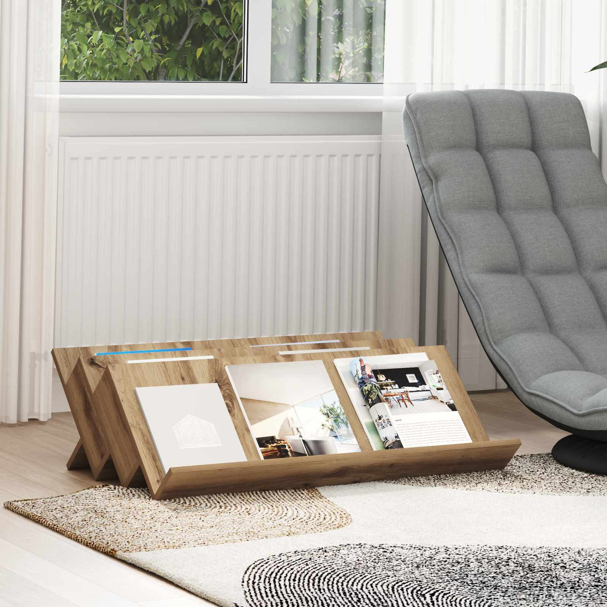 Magasin Rack Artisan Egetræ 90 x 53 x 28,5 cm Konstrueret træ