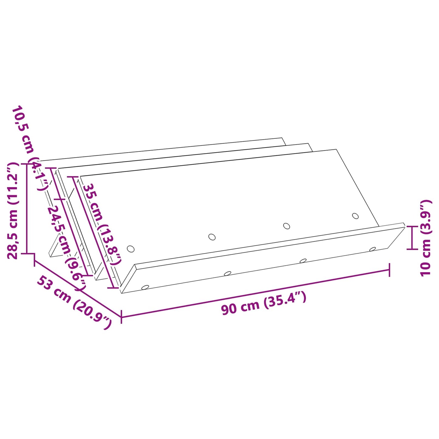 Magasin Rack Artisan Egetræ 90 x 53 x 28,5 cm Konstrueret træ