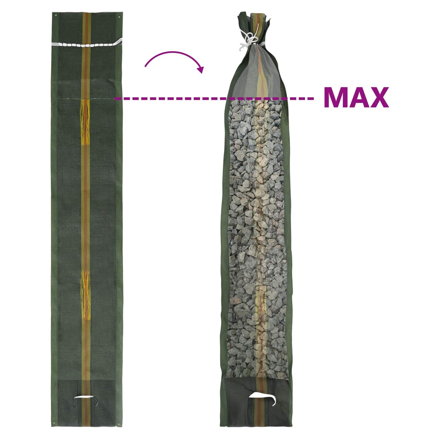 Sandsække 100 stk. Mørkegrøn 100 x 25 cm HDPE