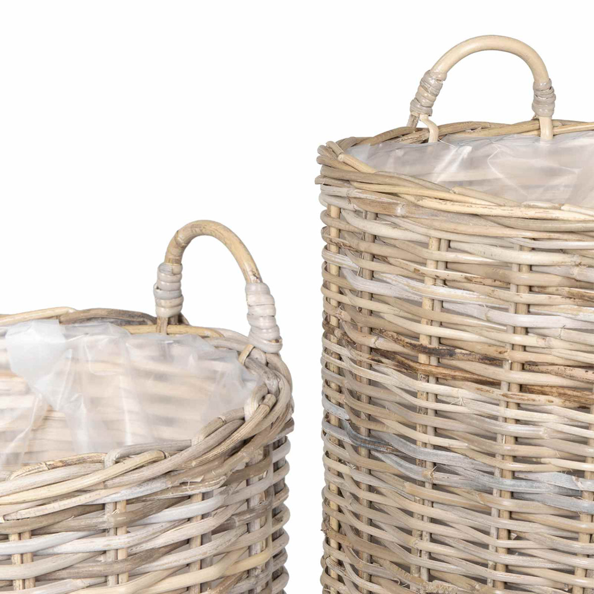 Plantekurv med opbevaring GENDT 2 stk. Naturlig grå Kubu rattan
