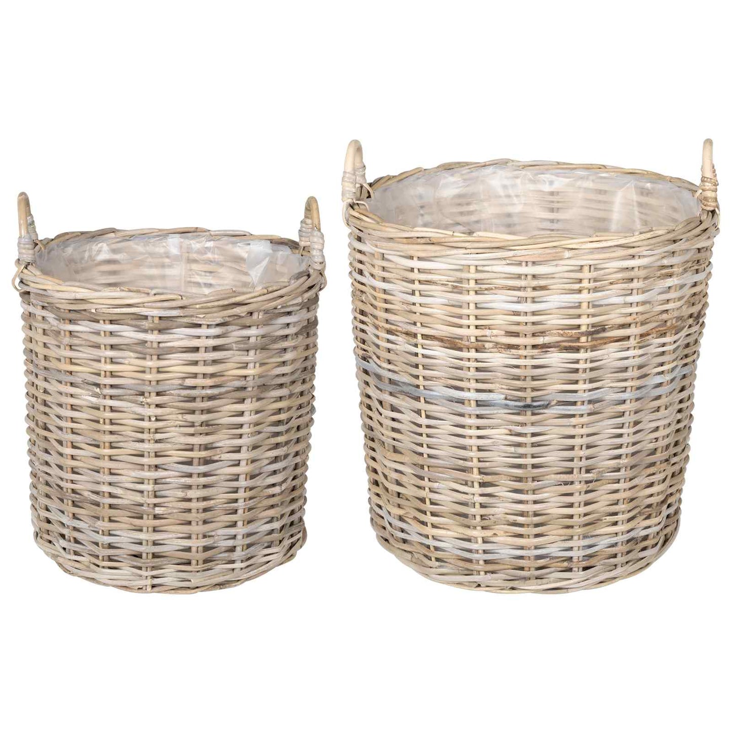 Plantekurv med opbevaring GENDT 2 stk. Naturlig grå Kubu rattan