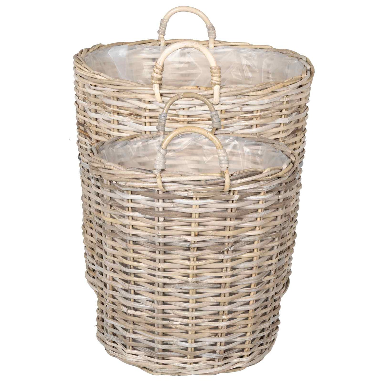 Plantekurv med opbevaring GENDT 2 stk. Naturlig grå Kubu rattan