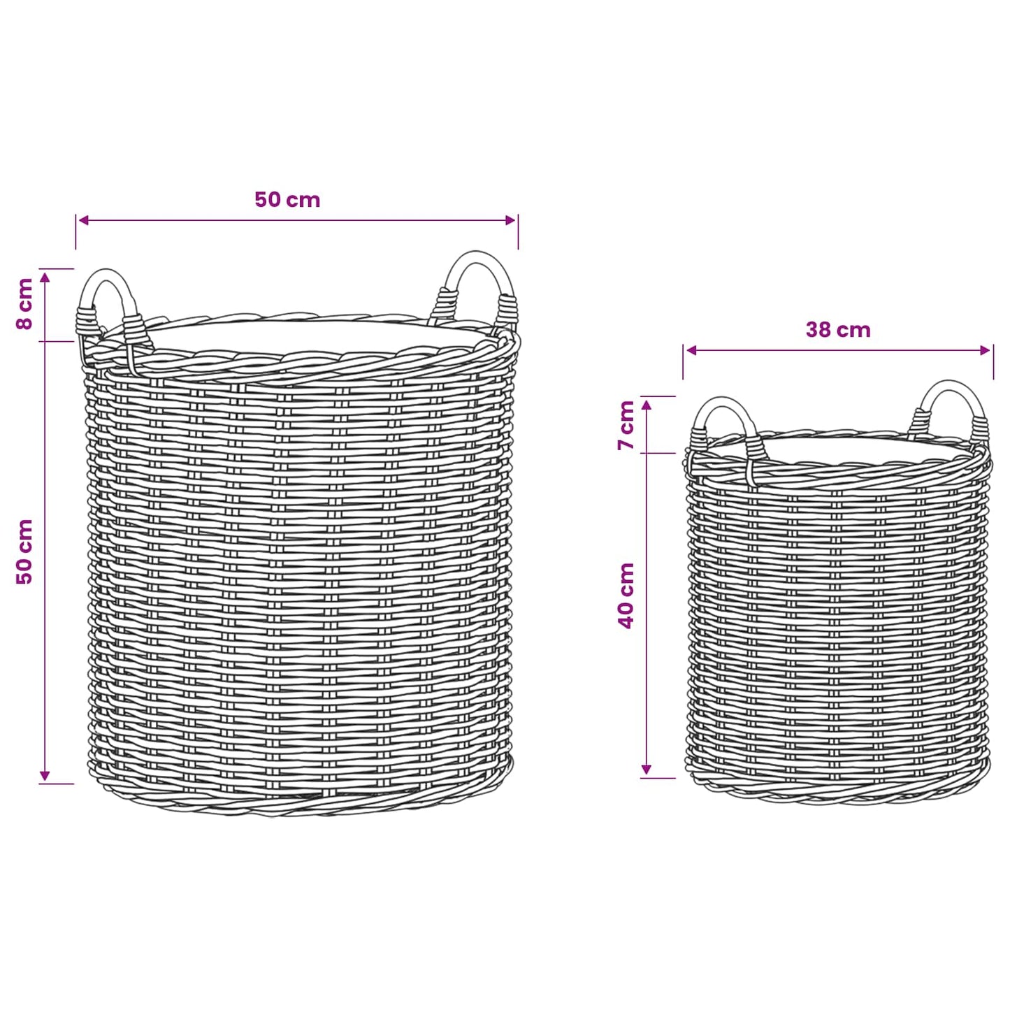 Plantekurv med opbevaring GENDT 2 stk. Naturlig grå Kubu rattan
