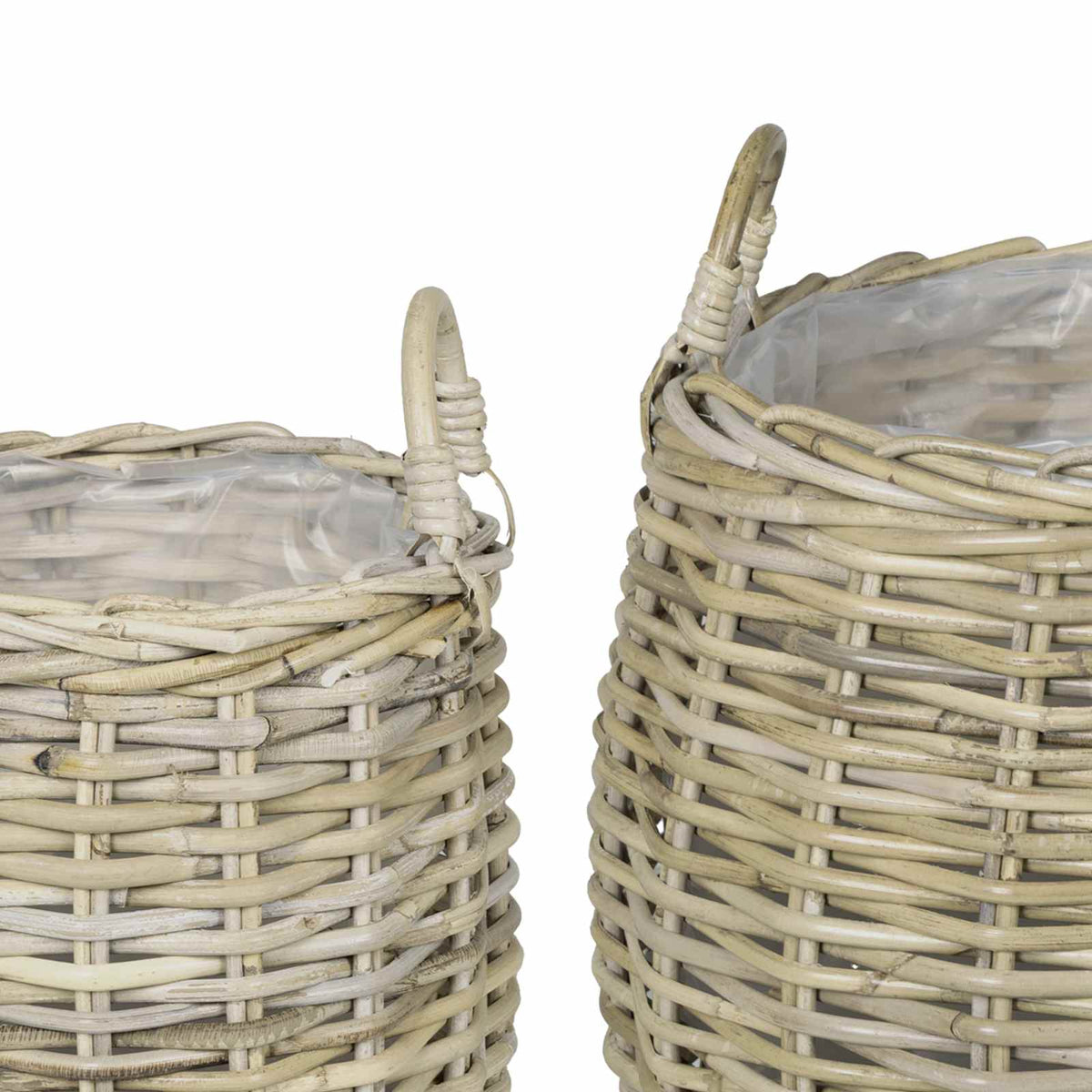 Plantekurv med opbevaring GENDT 2 stk. Naturlig grå Kubu rattan