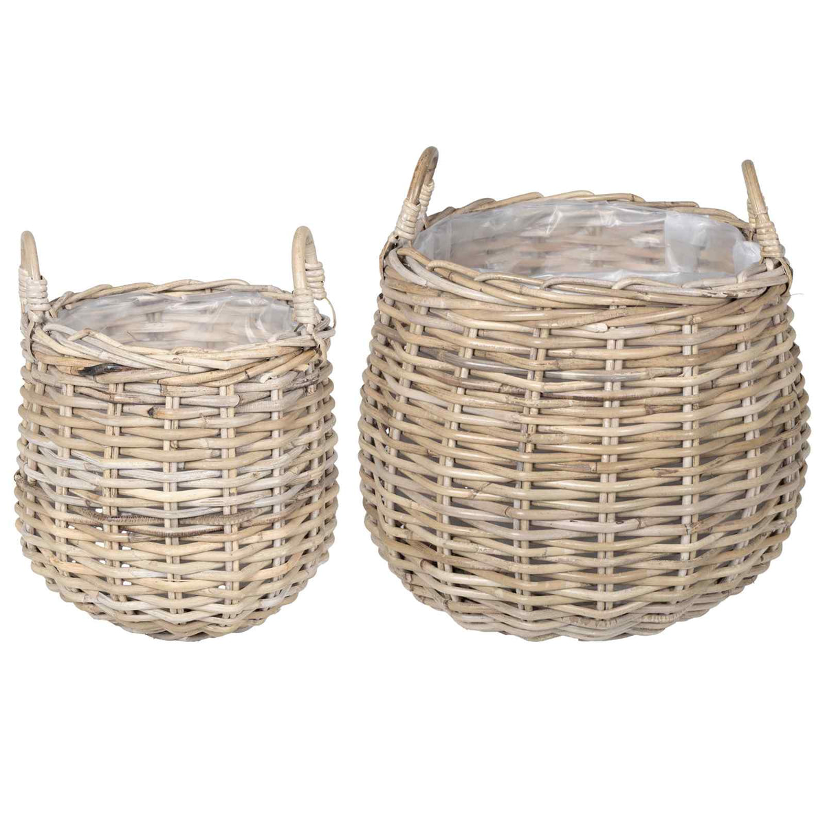Plantekurv med opbevaring GENDT 2 stk. Naturlig grå Kubu rattan