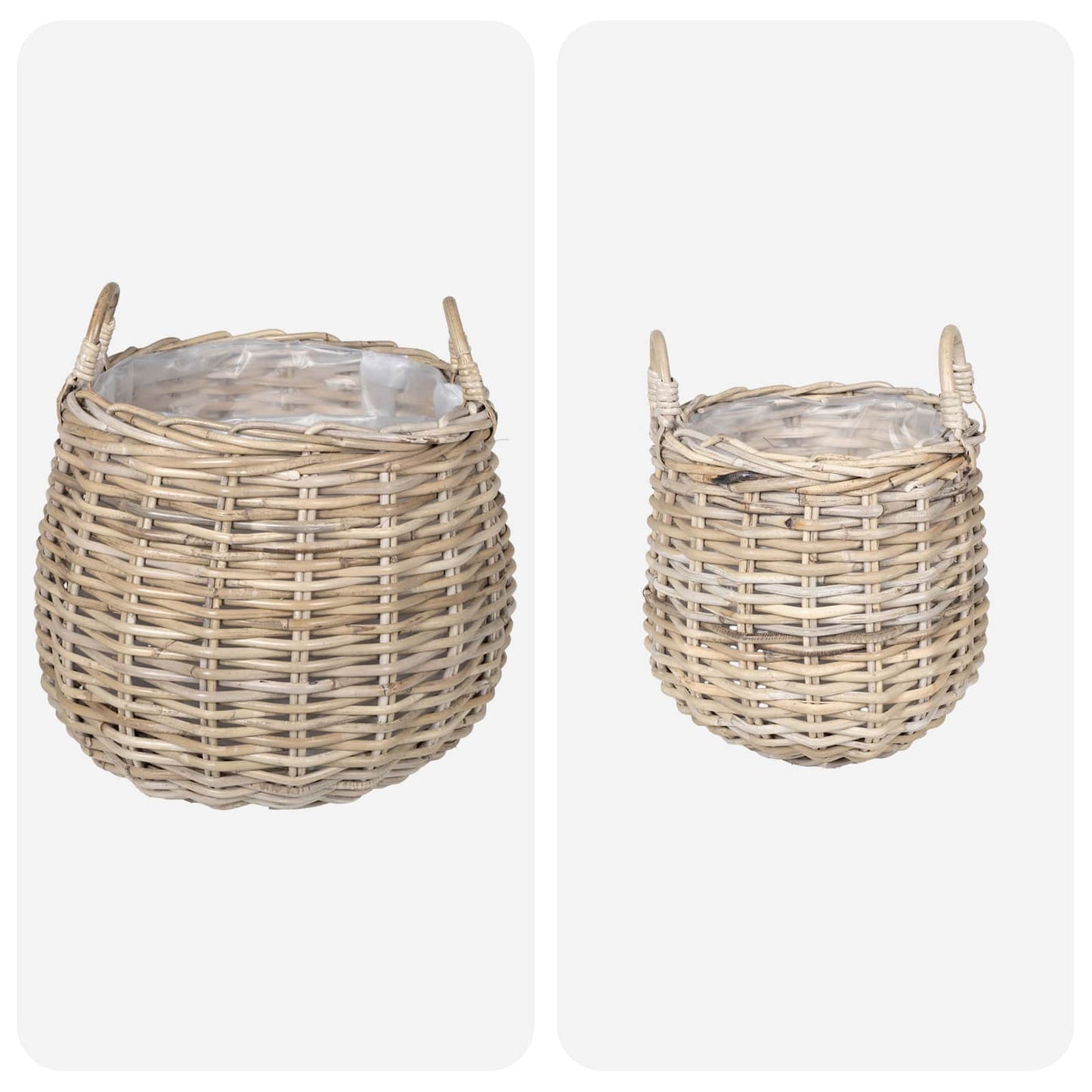 Plantekurv med opbevaring GENDT 2 stk. Naturlig grå Kubu rattan