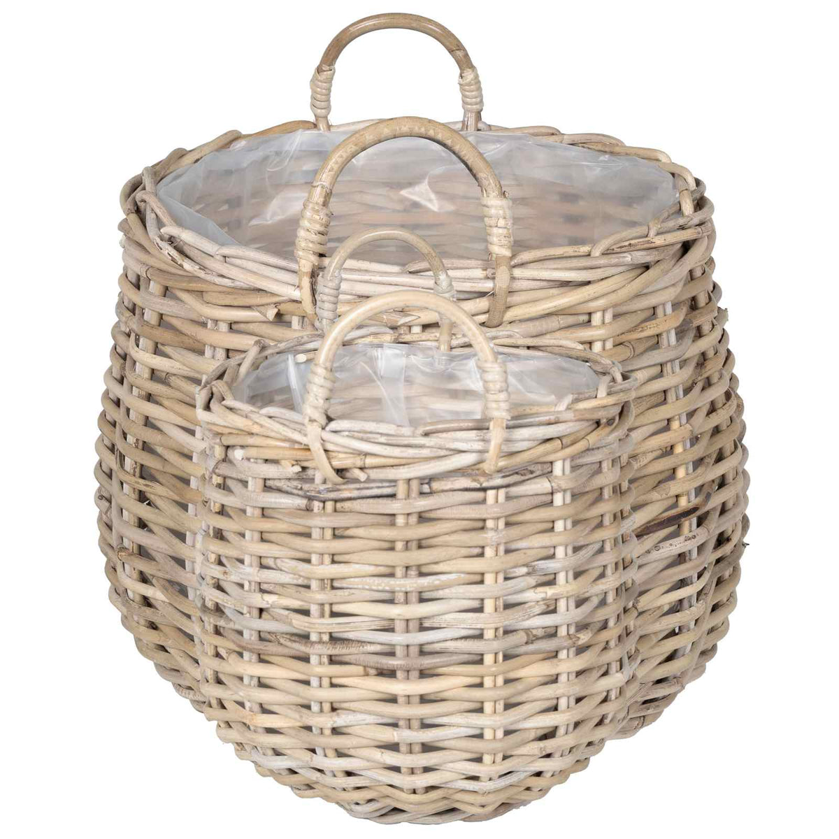 Plantekurv med opbevaring GENDT 2 stk. Naturlig grå Kubu rattan