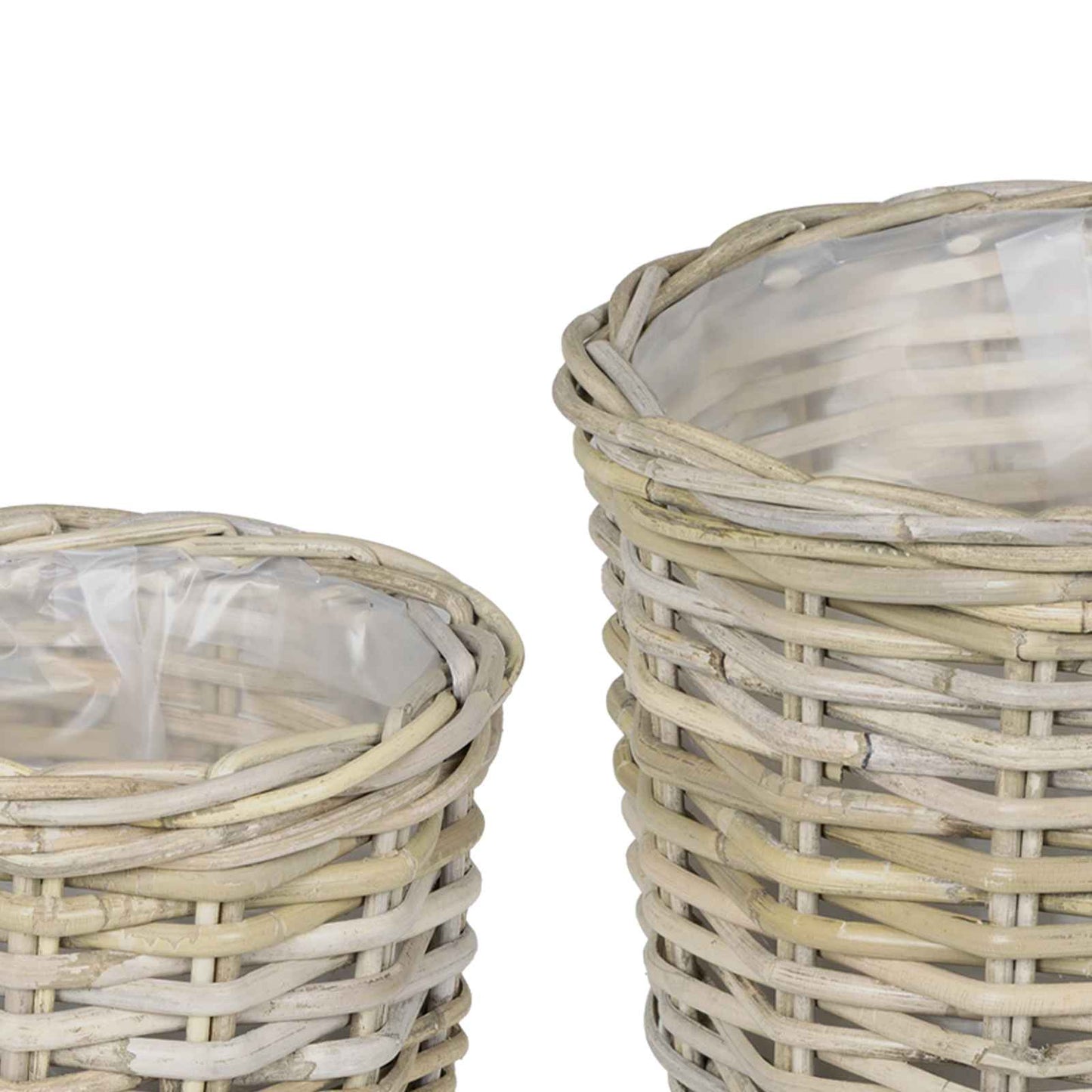 Plantekurv med opbevaring GENDT 2 stk. Naturlig grå Kubu rattan