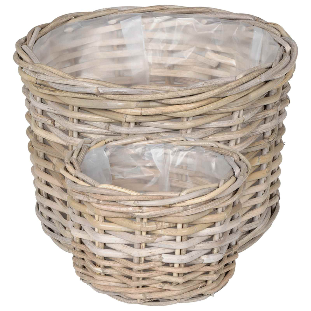 Plantekurv med opbevaring GENDT 2 stk. Naturlig grå Kubu rattan