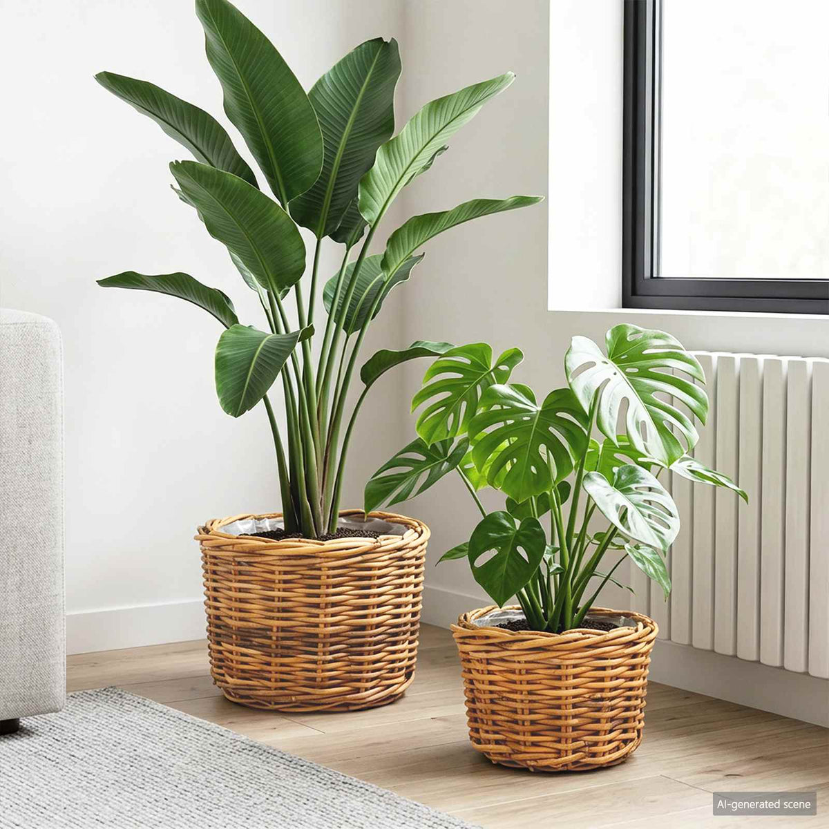 Plantekurv GENDT 2 stk. Naturlig Brun Kubu rattan