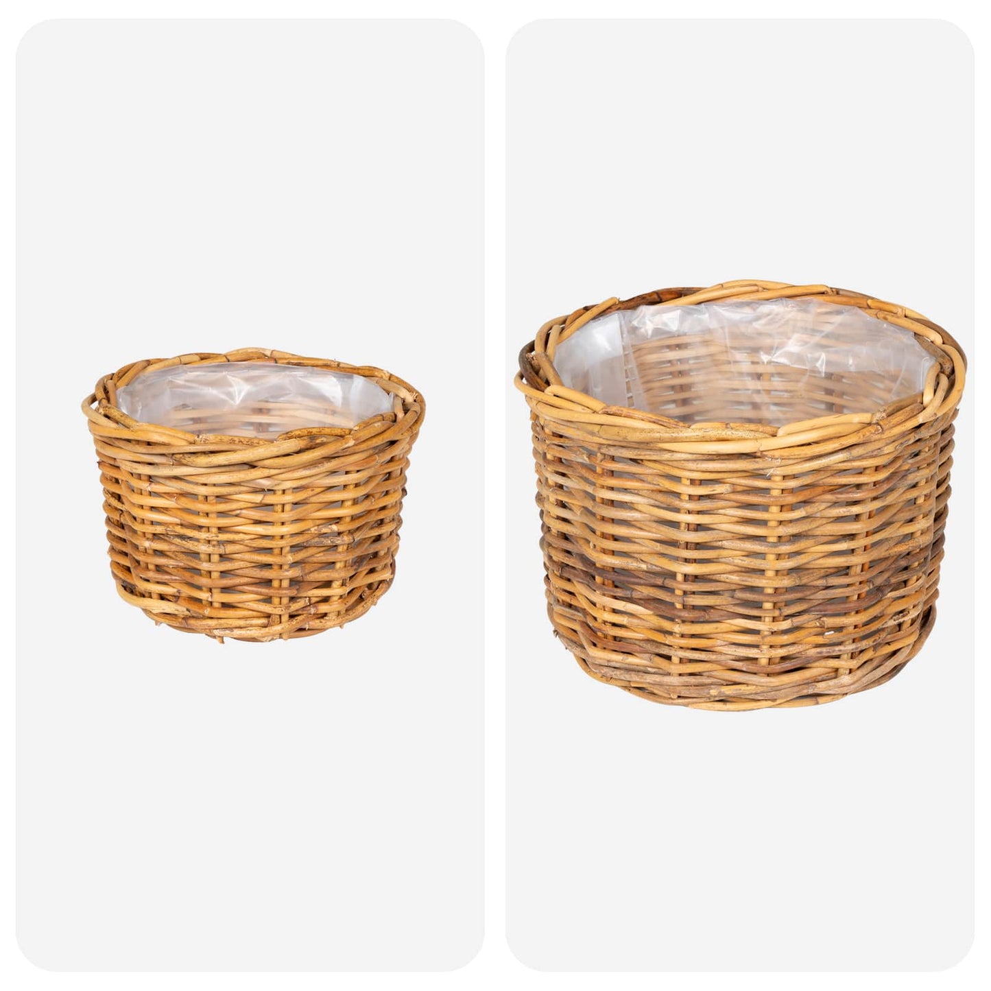 Plantekurv GENDT 2 stk. Naturlig Brun Kubu rattan