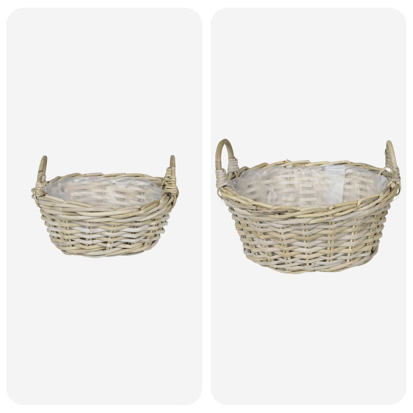 Plantekurv med opbevaring GENDT 2 stk. Naturlig grå Kubu rattan