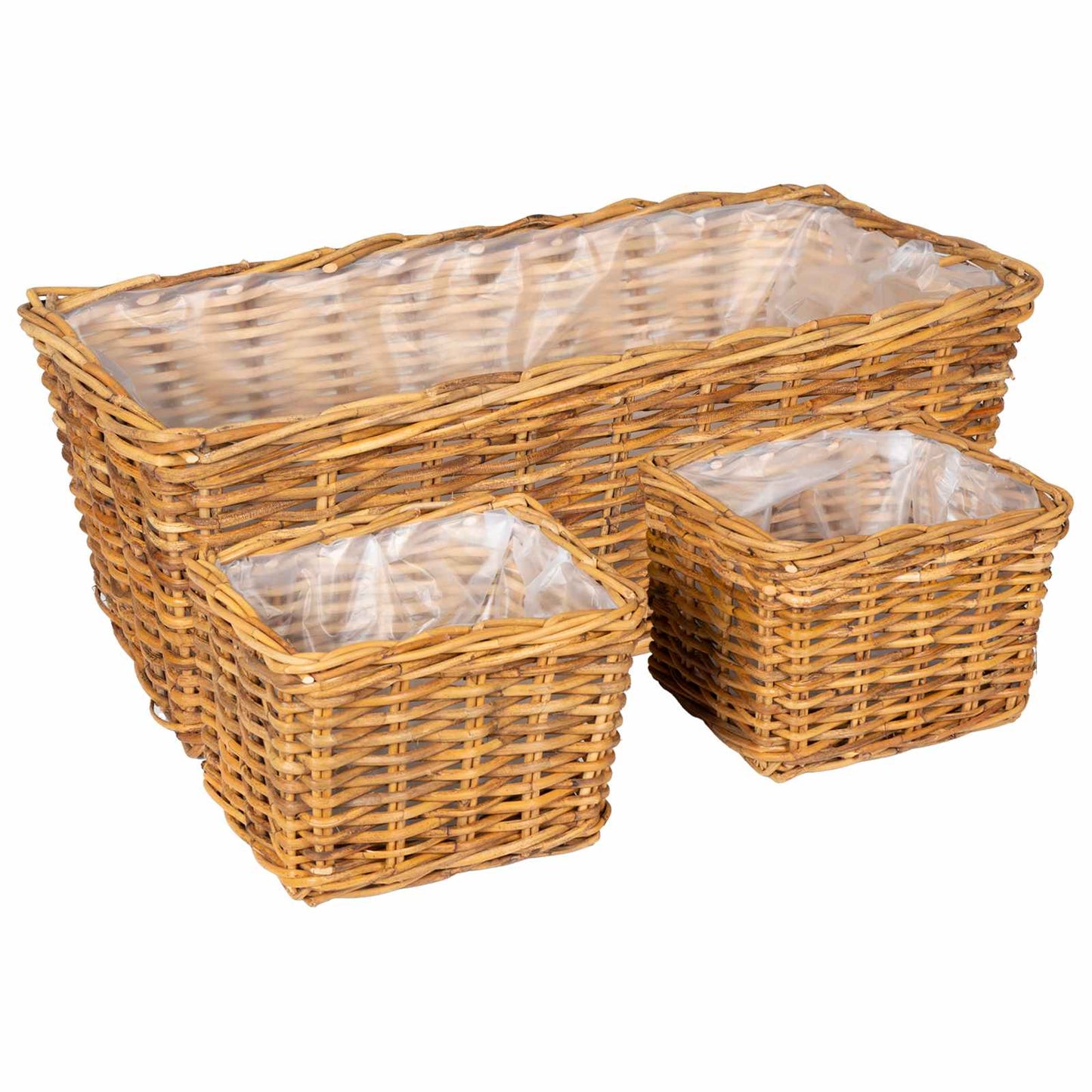 Planter Kurv GENDT 3 stk. Naturlig Brun Kubu rattan