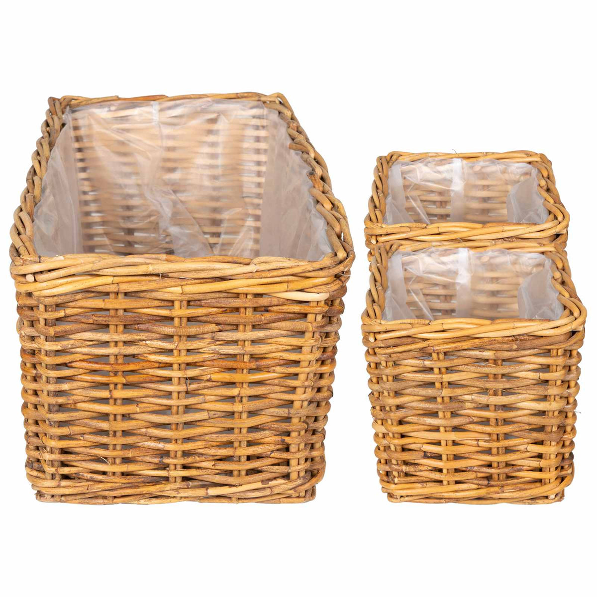Planter Kurv GENDT 3 stk. Naturlig Brun Kubu rattan