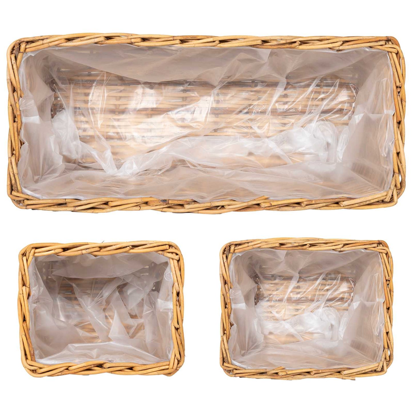 Planter Kurv GENDT 3 stk. Naturlig Brun Kubu rattan
