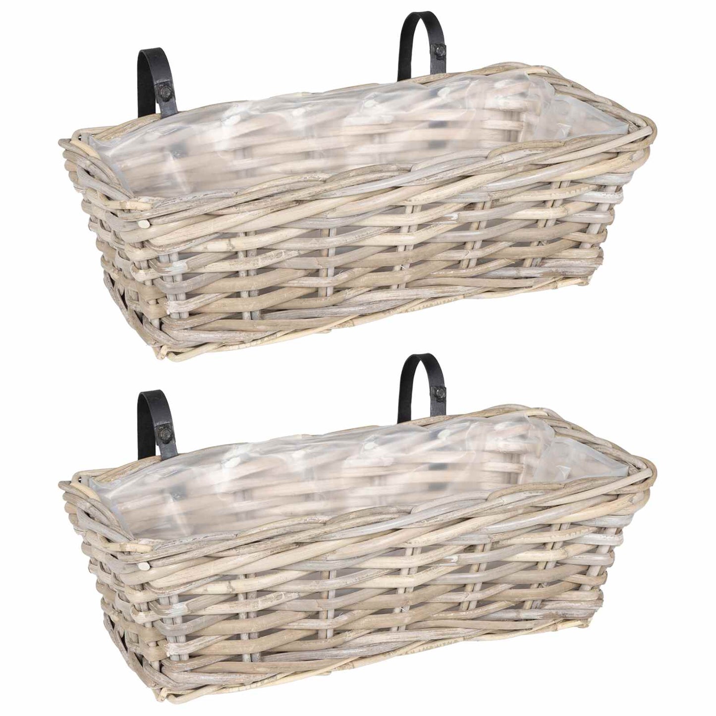 Hængende Plantekurv GENDT 2 stk. Naturlig grå 48 x 22 x 15 cm