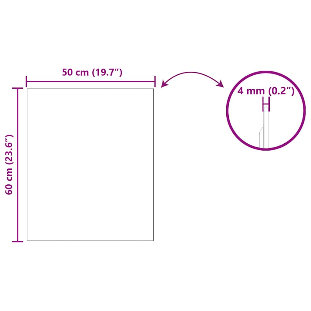 Vægspejl Rektangulær 50 x 60 cm hærdet glas