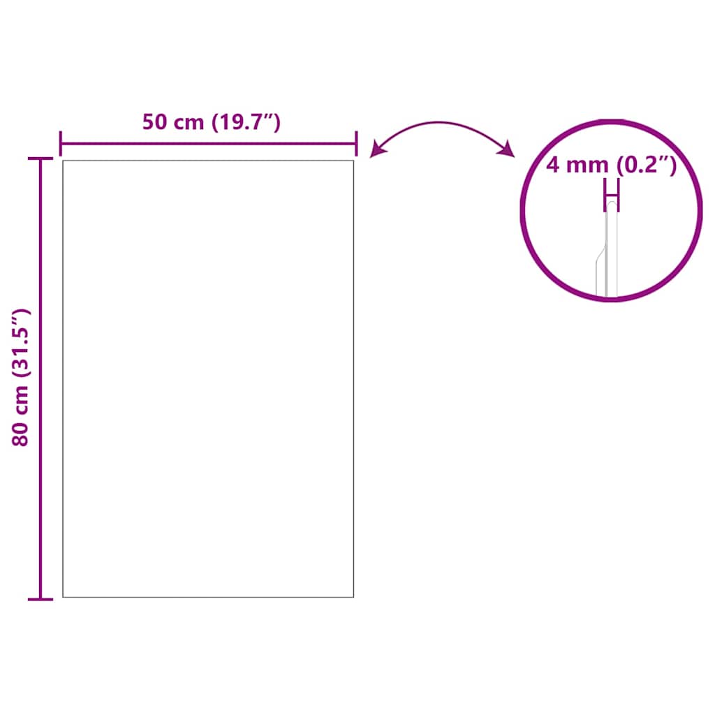 Vægspejl Rektangulær 50 x 80 cm hærdet glas