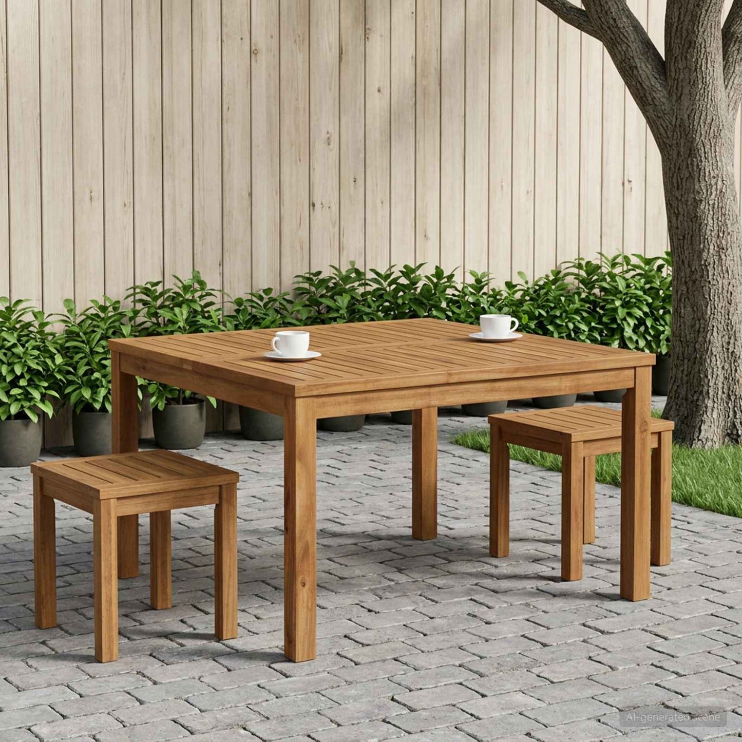Sofabord Naturfarvet 80 x 80,5 x 45 cm Massivt Akacietræ