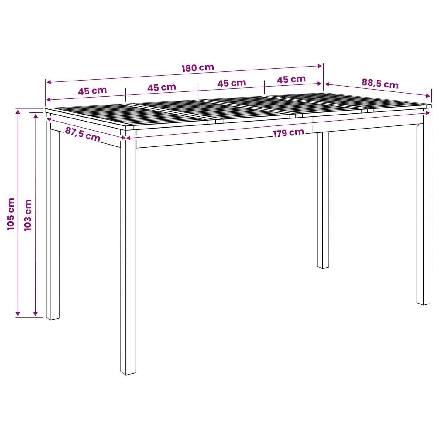 Have Bar Bord Naturfarvet 180 x 88,5 x 105 cm Massivt Akacietræ